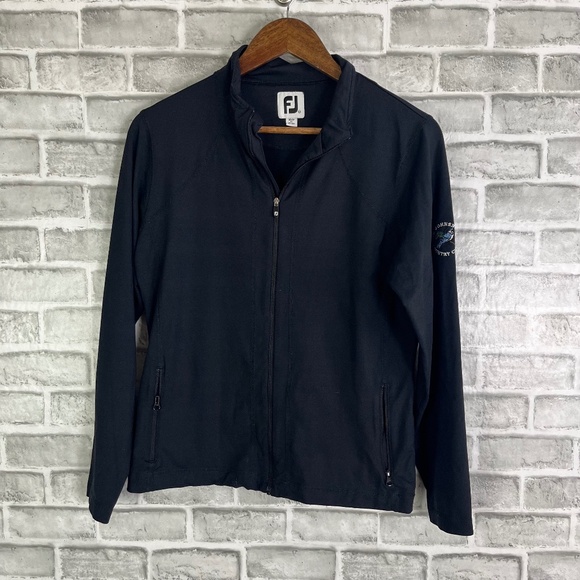FootJoy FJ SOlid Black Performance Full Zip Golf Pullover Jacket Womens Medium - Picture 1 of 8